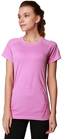Sportown™ Womens Seamless Sports Base Layer Short Sleeve Tee Running/Yoga Shirt Purple M