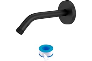 Lordear 6 Inch Black Shower Arm T304 Stainless Steel Shower Head Extension Arm 6'' Shower Extender Arm with Flange Shower Head Pipe