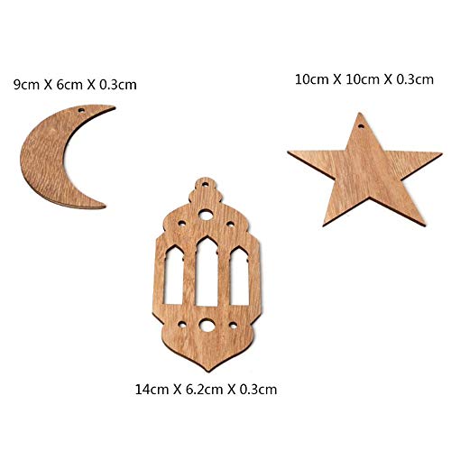 Beyonday Mode DIY Hanger Bruiloft Decoratie Hout Versieringen Maan Ster kerstballen Ambachten Accessoires Houten Eid Mubarak Opknoping Lantaarn - Afbeelding 3
