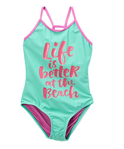 Girls Lattice Beach Sport One Piece Swimsuit UPF 50+ Sun Protection Caged Back