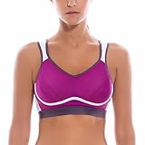 SYROKAN Women's High Impact Supportive Control Wirefree Workout Sports Bra Purple 34DD
