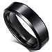 Tungsten Wedding Band Ring For Men & Women, Brushed Matte Black Engagement Ring Finish w/ Beveled Polished Edge - Durable and Comfortable 8mm Width Ring