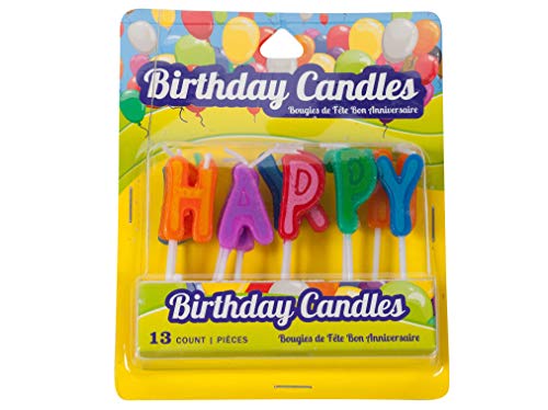 Jacent Happy Birthday Letter Candle Cake Toppers, 13 Count per Pack - 1 Pack