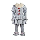 Pennywise Costume Halloween Deluxe Clown Cosplay Costume Outfit It Movie For Adults Kids (Male L)