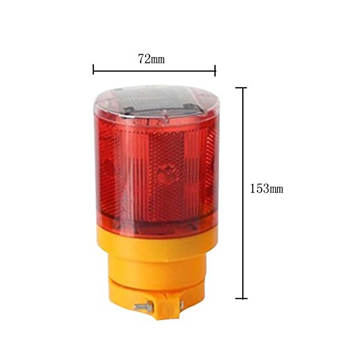 LEDHOLYT 0.3w Solar Powered Emergency Strobe Warning Light Wireless Flashing Barricade Safety Road Construction Traffic Flicker Beacon Lamp Red Color