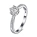 JoGray Women's 18K Platinum Plated Prong Setting Cubic Zirconia Inlaid Wedding Engagement Band Ring For Her Size 6-9