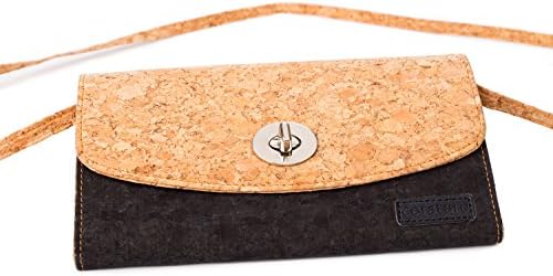 Chic Cork Handbag with Detachable Shoulder Strap. Vegan
