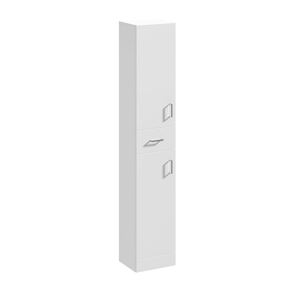 Nuie PRC163 Mayford | Modern Bathroom Floor Standing Tall Unit, 350mm x 1902mm, Gloss White, 350mm300mm