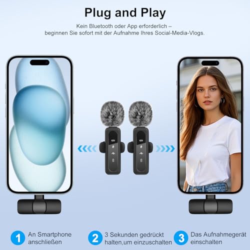 Content Creator Kit per vlogging per iPhone/Android, Automatico Volto Rilevamento Treppiede per iPhone da 180cm, Bastone Selfie con luce e microfoni wireless, TikTok/YouTube Starter Kit