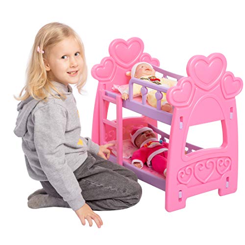 JOYIN Cute Baby Dolls Bunk Bed Set Furniture Toys for Kids and Toddlers Toys Including Ladder