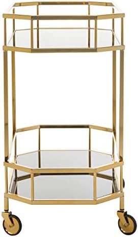 Safavieh Dwelling Assortment Silva Brass and Black Glass 2-Tier Octagon Bar Cart