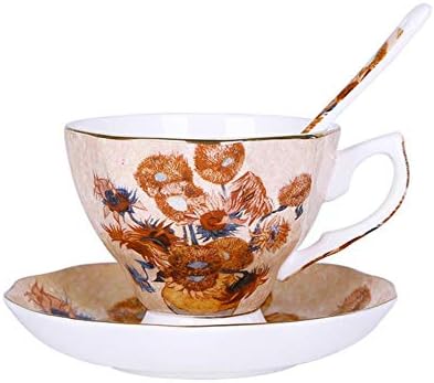JUYH Van Gogh Art Painting Coffee Mugs The Starry Night Sunflowers The Sower Irises Saint-Remy Coffee Tea Cups,5