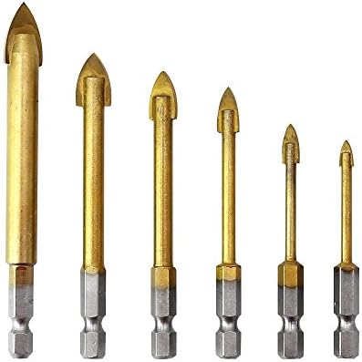 MINHER 6pcs Hexagonal Tile Drill Set Glass Drill Replacement Glass and Tile Drills Ceramic Drill Drill Bohrerset for Mirror/Glass/Tile Drilling Tool