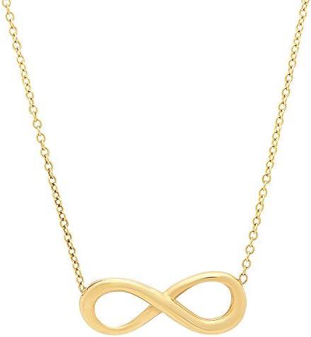 14K Yellow Gold Eternal Infinity Charm Necklace with Rolo Link Chain - 22" inches