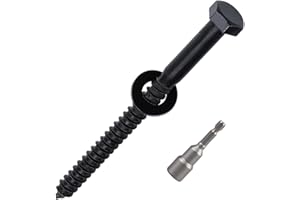 ROYCEMART 8-Sets 5/16 x 5 Black Hex Head Lag Screws & Flat Washers, Heavy Duty Wood Lag Screws, 304 Stainless Steel (18-8), 5/16" Bolt