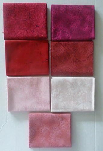 Jinny Beyer, Fat Quarter Bundle of 7, Group #15~Red/Pink RJR Fabrics, Cotton