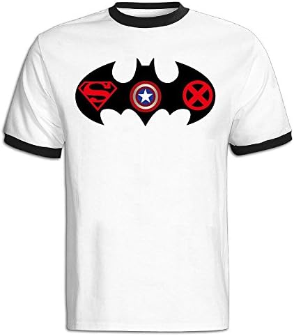 Men's Batman Superman Captain America X Men Logo Baseball Tee Shirt Black