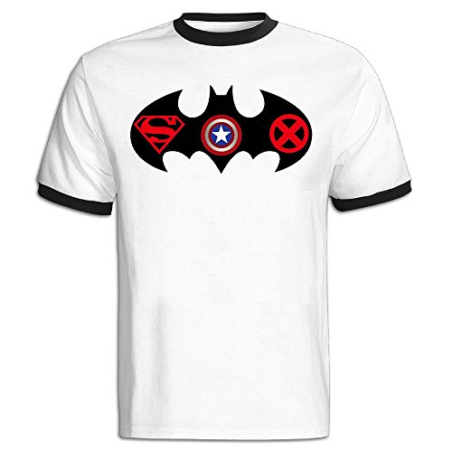 Men's Batman Superman Captain America X Men Logo Baseball Tee Shirt Black