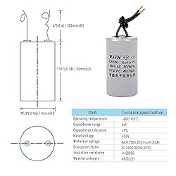 FOCMKEAS CBB60 Run Capacitor 6uF 450V AC 2 Wires