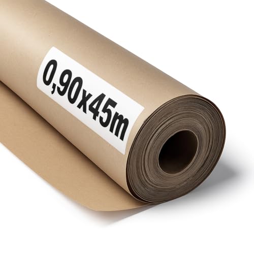 OFITURIA Natural Brown Kraft Paper 70 g/m² - Roll 0.90 x 45 m - Pack of 3 Rolls - for Packaging, Crafts and Decoration - Resistant and Easy to Cut - Compatible with Paints and Crayons