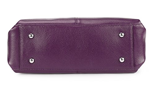 BIG SALE-AINIMOER Womens Leather Vintage Shoulder Bag Ladies Handbags Tote Top-handle Purse Cross Body Bags (Purple) - Thumbnail 6