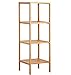 Finnhomy Natural Bamboo Shelf Wood 4 Tier Bathroom Shelf Unit Tower Bookshelf Multifunctional Storage Rack Display Shelving Unit Free Standing Rack for Plants