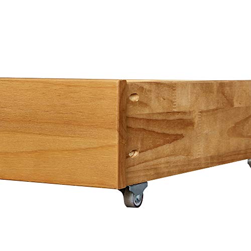 MUSEHOMEINC Solid Wood Under Bed Storage Drawer with 4Wheels for Bedroom,Wooden Underbed
