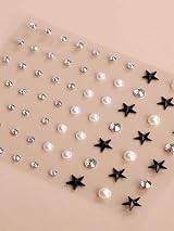 WUIOS Black Stars Face Eye Gems Jewels Women Self Adhesive Pearls Rhinestones view 4
