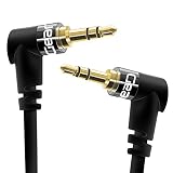 GearIT GI-35MM-DRA-BK-4FT Right Angle Gold Plated 3.5mm Auxiliary Audio Stereo Male to Male Cable - 4 Feet - Black