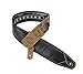 Walker & Williams C-35-BLK Smooth Texture Premium Black Full Grain Leather Soft Padded Guitar Strap with Metal Crosses For Acoustic, Electric, And Bass Guitars
