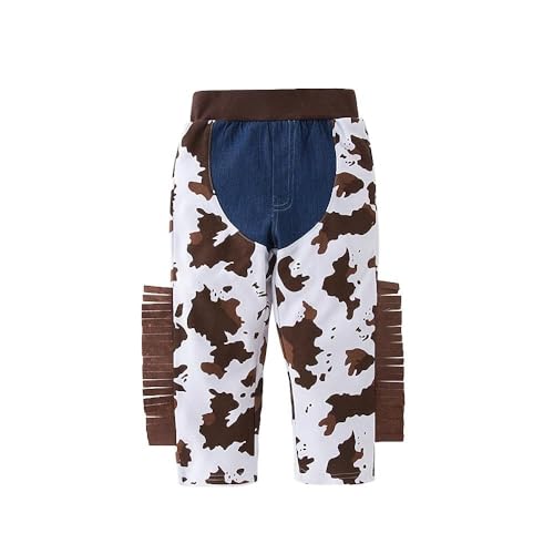 4 Pcs Cowboy Costume Kids Dress Up, Cowboy Costume for Boys, Dress Up Set with Waistcoat, Bandana and Hat for Baby Little Kids Boys, Brown, Birthday Halloween Party Cosplay Size 120cm