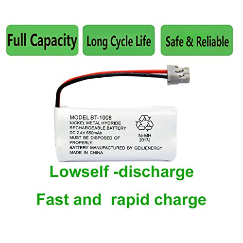Geilienergy 2.4V 650mAh Rechargeable Phone Batteries Compatible with Uniden BT-1008,BT1008 BT1021 BT-1021 BT-1016 BT1016 CPH-515B, CPH515B(Pack of 2) - Thumbnail 5