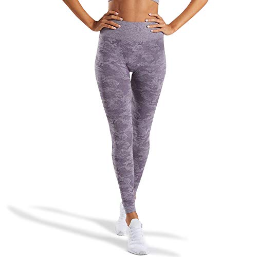 WodoWei Women’s High Waisted Camo Seamless Leggings 7/8 Length Workout Yoga Pants (W426-lavender Grey-S)