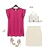Toraway Blouses, Women Summer Tulip Sleeve Chiffon Blouse Shirt (X-Large, Hot Pink)