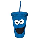 ICUP Cookie Monster Big Face Colored Cup with Straw