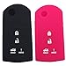 Ezzy Auto Black and Rose 4 Buttons Silicone Rubber Key Fob Case Key Covers Key Jacket Skin Protector fit for Mazda 3 5 6 Mazda CX-7