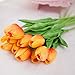 CTUER 12Pcs Artificial Tulip Real Touch Tulip Flowers Fake Silk Flowers for Vases Wedding Home Room Party Decoration (Orange)