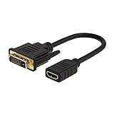 HDMI to DVI Cable, CableCreation Bi-Directional HDMI Female to DVI-D(24+1) Male Adapter, 1080P DVI to HDMI Conveter, 3D, 0.15M Black