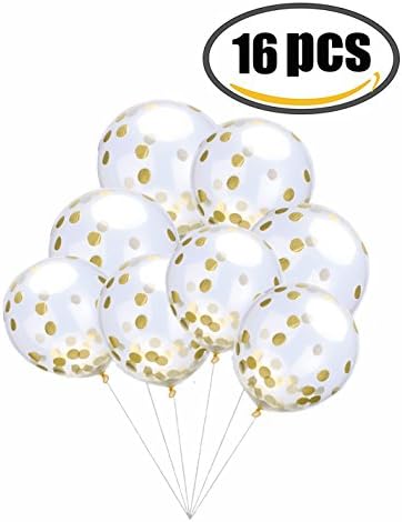 16 PCS Gold Confetti Balloons Party Balloons With Golden Paper Confetti Dots For Party Decorations Wedding Decorations or Party Decorations