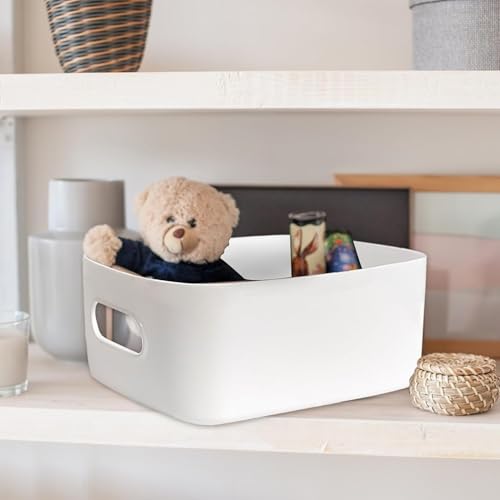 Storage Box 4 Pcs, Home And Organizers Cupboard Boxes With Handles, Wardrobe Organiser Box, Kitchen Storage, For Pantry Plastic Box (WHITE)