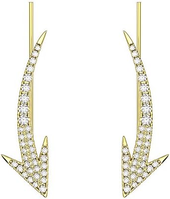 VAN LECONY 18K Gold or White Gold Plated Cubic Zirconia Arrow Ear Cuffs