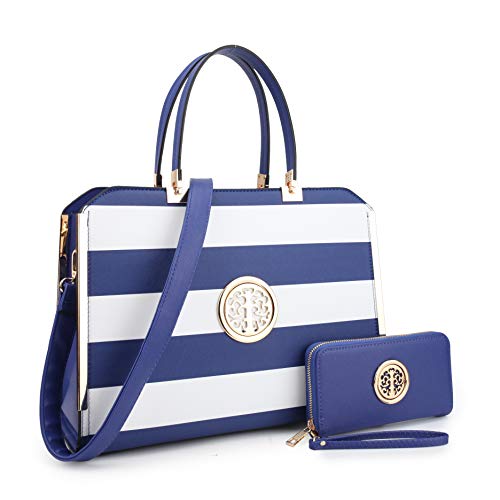 MMK collection Women Fashion Matching Satchel handbags with wallet(690-BL/WT)
