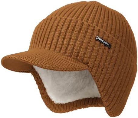 FORDALLIO Winter Visor Beanie Brimmed Baseball Cap Fleece  display picture 2