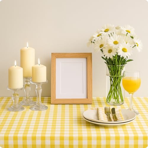Toalha de Mesa Xadrez Retangular Ideal para Casa Apartamento Airbnb 1m x 1,50 (AMARELO)