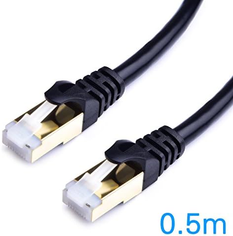 iDaye Cat7 patch network cable,High speed Ethernet Cable with Snagless RJ45 gold plated ends For Hubs,Routers DSL, PS3,PS4,X-box,patch panels and other high performance networking device(Round 0.5M)