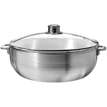 Uniware Aluminum Heavy Gauge Caldero Dutch Oven With Glass Lid, Silver, 10 quart