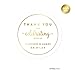 Andaz Press Personalized Round Circle Wedding Favor Gift Labels Stickers, Metallic Gold Ink, Thank You for Celebrating with Us Sticker, 40-Pack, Custom Made Any Name Wedding Stickers for Favors