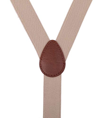 ORSKY Toddler Boys' Suspenders and Bow Tie Adjustable with Copper Clips 24" Tan
