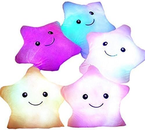 Best Plush Star Toy Blue Pillow with LED Lights, Multiple Colored Lights. Very Soft &amp; Comforting.