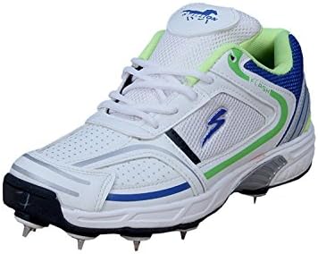 Stallion Sports Stallion Flash-0001 Best International Cricketer Players Used White & Green Full Spike's Non Marking Sole Men's & Boy's Playing - Best in Cricket Sports Shoes